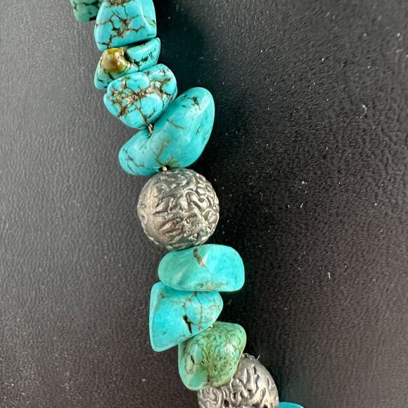 Turquoise Blue Magnesite Beaded Necklace 20” Boho Southwestern Jewelry - Picture 13 of 15